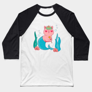 Lovely Mermaid Cat Baseball T-Shirt